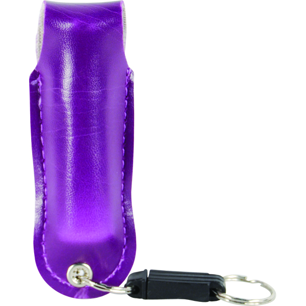 Pepper Shot 1.2% MC 1/2 oz rhinestone leatherette holster and quick release keychain purple view 8